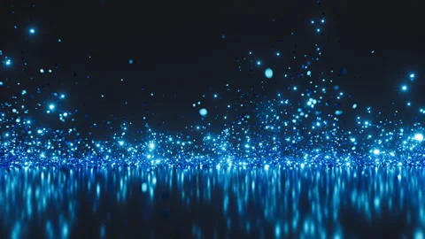 3D animated background. Bright blue sparks and glitter particles sparkling Video stock 306655281
