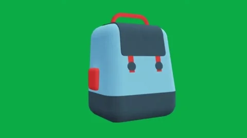 3d animated backpack rotating on green screen for travel and school kids concept Stock Footage 331127831