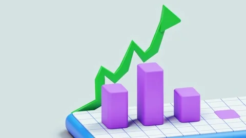 3D Animated Bar Graph with Upward Trend Arrow Stock Footage 327668904