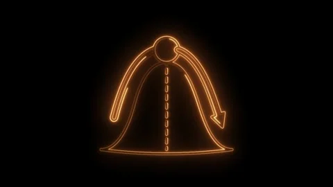 3d animated bell curve distribution with arrow fluctuating then decreasing .. Stock Footage 312329554