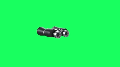 3D animated binoculars on a green backdrop Stock Footage 287012506