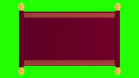 A 3D animated blank scroll with a red and golden pattern unrolling and roll.. 動画素材 317631732