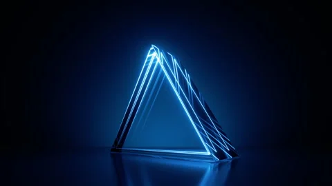 3d animated blue geometric background of spinning glass triangle. Stock Footage 241406958