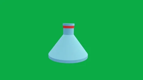 3d animated blue science flask with black bubbles rising on green screen Stock Footage 330881412