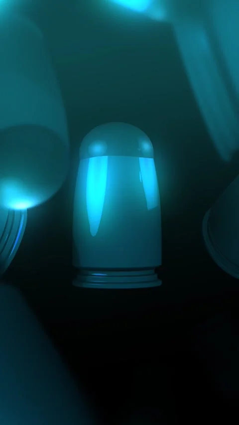 3D Animated Bullets Spinning over Dark Background - Cold Cinematic Version - Stock Footage 332448379
