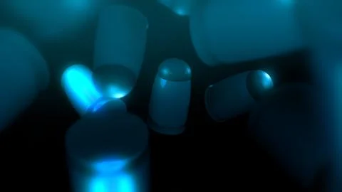 3D Animated Bullets Spinning over Dark Background - Cold Cinematic Version 1 Stock Illustration