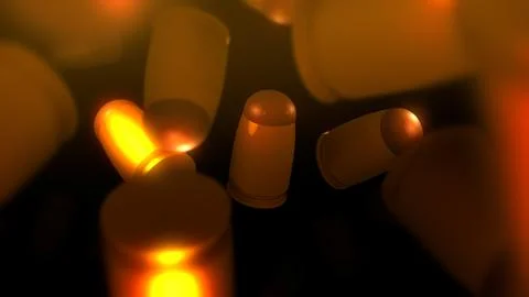 3D Animated Bullets Spinning over Dark Background - Gold Version 10 Stock Illustration
