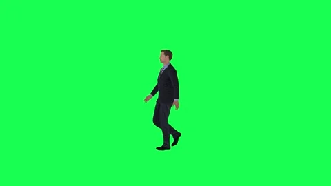 3d animated busyness man walking right angle chroma key Stock-Footage 257685706