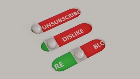 3d Animated Buttons Unsubscribe dislike block Video stock 303514715