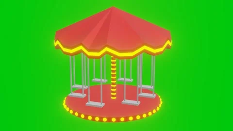 3D animated carousel swing ride on green screen Stock Footage 314703304