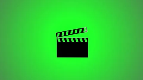 3d animated clapboard icon closing on green screen background with motion b.. Stock-Footage 346491327