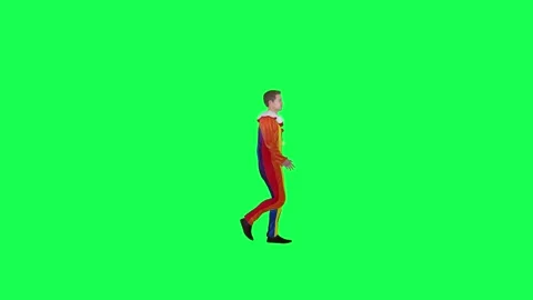 3d animated clown walking left angle chroma key Stock-Footage 257685966