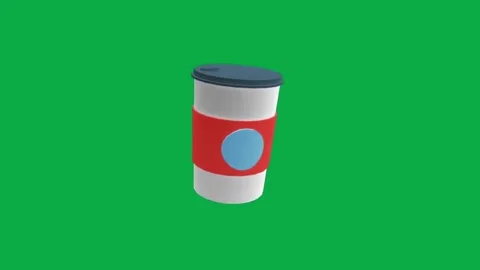 3d animated coffee cup rotating on green screen for cafe and drink concept Stock Footage 331127827