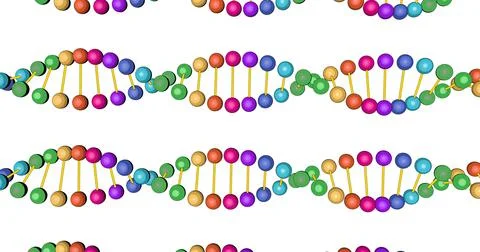 3d animated colored DNA test video render isolated on white background for vi Illustrazione stock