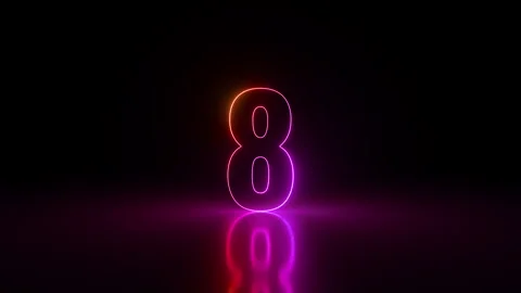 3d animated countdown from 10 to 1, pink red glowing neon numbers Stock Footage 276888860