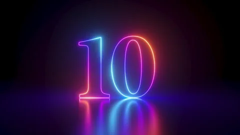 3d animated countdown. Neon linear numbers from 10 to 1 Stock Footage 255666432