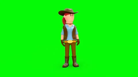 3D Animated Cowboy Character With Hands in Pockets on Green Screen Background Vídeos de archivo 266972060