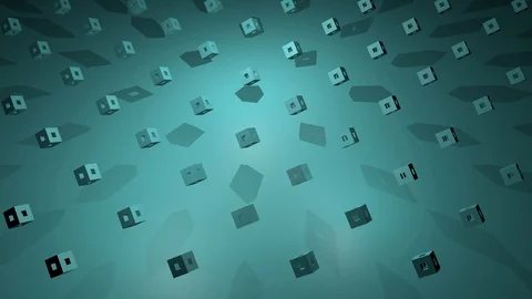 3D Animated Cube Rotation // Blue Dark // Rhythmic Cubic Pattern Stock Footage 112834970