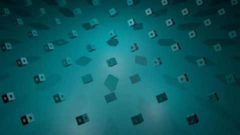 3D Animated Cube Rotation // Blue // Rhythmic Cubic Pattern 스톡 동영상 112835068