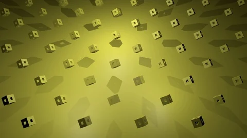 3D Animated Cube Rotation // Yellow // Rhythmic Cubic Pattern Stock Footage 112835102