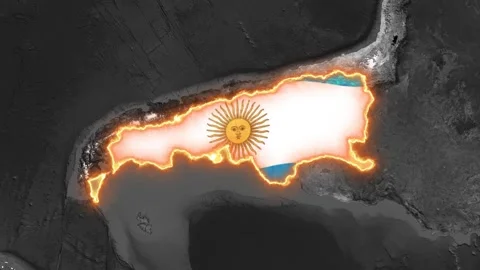 3D Animated Dark Map Highlighting Argentina with Glowing Orange Border Stock Footage 340640416