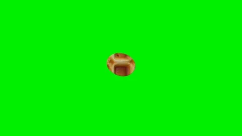 3d animated dot punctuation mark made of golden waffle texture on green screen Vídeos de archivo 341615568