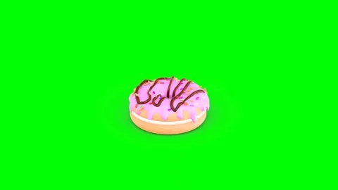 3D Animated Doughnut With Icing Assembling on Green Background Vídeo Stock 314934998