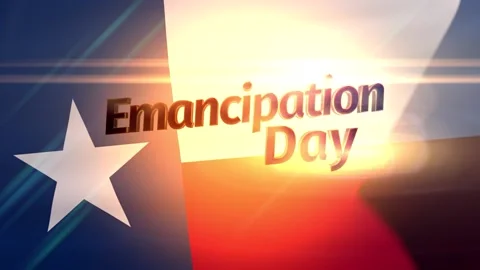 3D Animated Emancipation Day greeting with stylized Texas flag Stock Footage 155149884