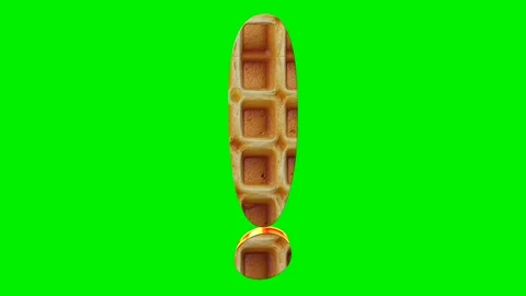 3d animated exclamation mark punctuation made of golden waffle texture 库存影片 341615597