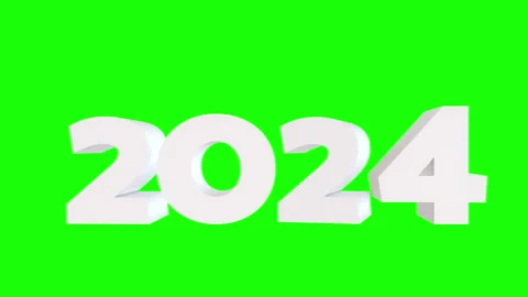 3d animated falling text 2024 with green screen and alpha matte Stock Footage 256612267