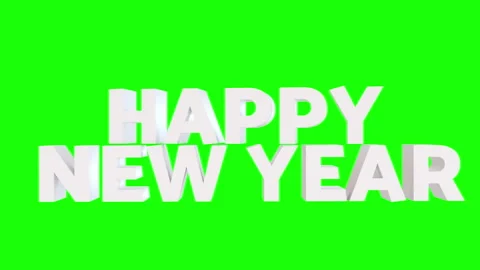 3d animated falling text happy new year with green screen and alpha matte Stock Footage 256292825