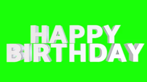 3d animated falling text happy birthday with green screen and alpha matte Stock Footage 256292834