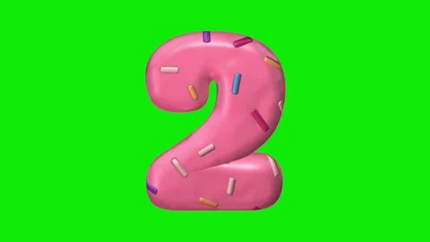 3D animated figure with pink donut icing and sprinkles on a green screen Видео 341614357