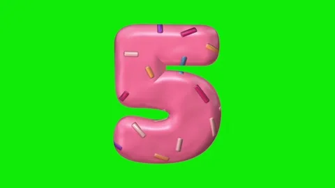 3D animated figure with pink donut icing and sprinkles on a green screen Видео 341614487