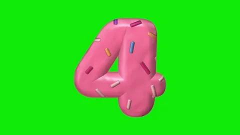 3D animated figure with pink donut icing and sprinkles on a green screen 動画素材 341614488