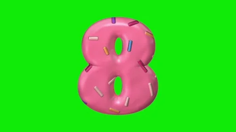 3D animated figure with pink donut icing and sprinkles on a green screen 動画素材 341614613