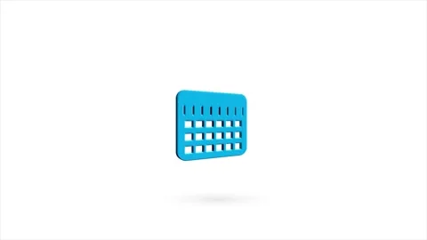 3d animated flat calendar icon with shadow isolated on white background Video stock 162640291