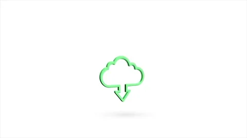 3d animated flat cloud download icon with shadow isolated on white background Stock Footage 162640902
