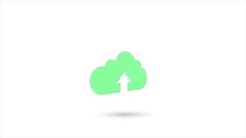 3d animated flat cloud upload icon with shadow isolated on white background Stock Footage 162641156