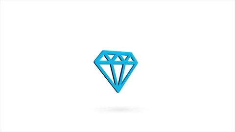 3d animated flat diamond icon with shadow isolated on white background. Rotating Stock Footage 162639992