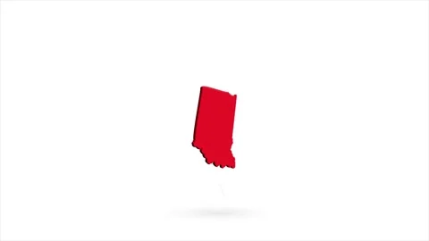 3d animated flat map showing the state of Indiana from the United State of Video stock 162638207