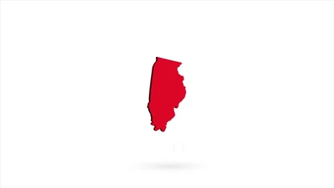 3d animated flat map showing the state of Illinois from the United State of Video stock 162638511