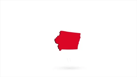 3d animated flat map showing the state of Iowa from the United State of America Stock Footage 162638869