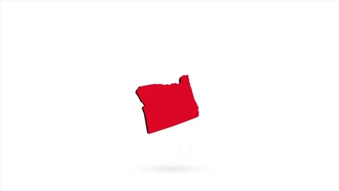 3d animated flat map showing the state of Oregon from the United State of Stock Footage 162639352