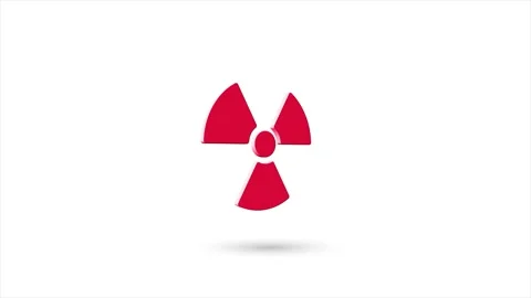 3d animated flat radioactive symbol icon with shadow isolated on white Video stock 162641171