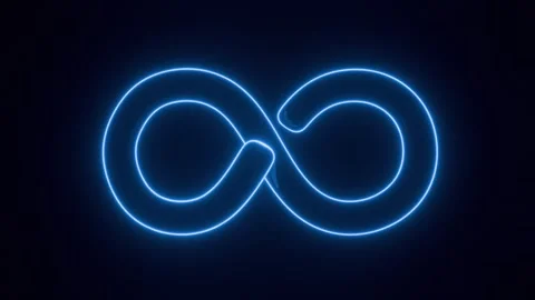 3D Animated Glowing Blue Infinity Symbol Rotating in a Seamless Loop. 4K Stock Footage 332126823