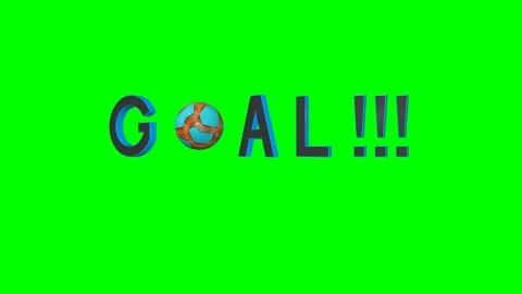 3D animated goal text with soccer ball spinning on green screen 4K Stock Footage 336957515