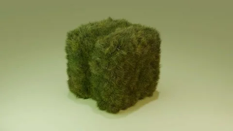 3D animated grass cube with a white ball moving across Stock Footage 289216348