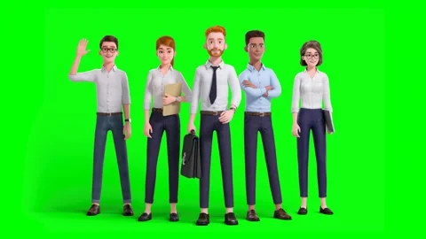 3D Animated Group of Mixed Race Businesspeople Standing Together in Stock Footage 319054811