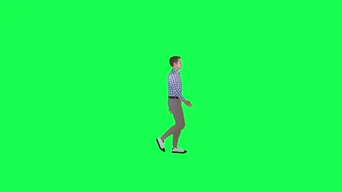 3d animated handsome man walking in the street left angle green screen Video stock 257685772